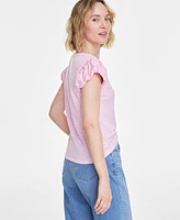 On 34th Women's Bubble-Sleeve Scoop-Neck T-Shirt, Created for Macy's