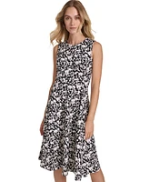 Calvin Klein Women's Printed Scuba-Crepe A-Line Dress