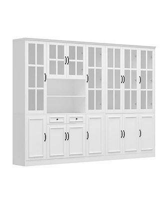 Famapy White Storage Cabinet, Bookcase with 25-Shelves and 2-Drawers