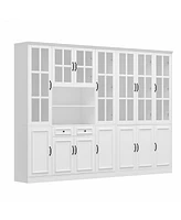 Famapy White Storage Cabinet, Bookcase with 25-Shelves and 2-Drawers