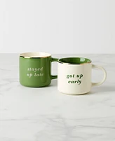 Kate Spade Got Up Early Stayed Up Late Mugs, Set of 2