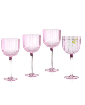 Qualia Glass Cranberry Goblets, Set of 4