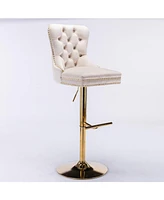 Slickblue Thick Golden Swivel Velvet Barstools with Adjustable Seat Luxurious Seating