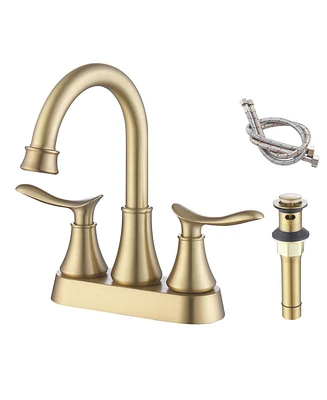 Slickblue 2-Handle 4-Inch Brushed Gold Bathroom Faucet Elegant and Stylish Design