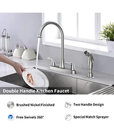 Slickblue Two-Handle Kitchen Faucet with Pull-Out Side Sprayer Versatile and Functional Design