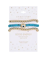 Unwritten Turquoise Evil Eye and Beaded Stretch Bracelet Set