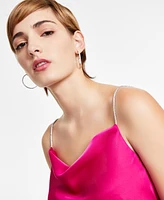 Bar Iii Women's Satin Rhinestone-Strap Draped Camisole, Exclusively at Macy's