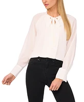 CeCe Women's Pleated Tie-Neck Blouse