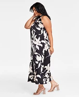 Vince Camuto Plus Floral-Print Sleeveless Maxi Dress