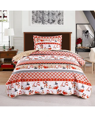 MarCielo 3 Pcs Christmas Quilt BedspreadHoliday Bedding Set Full