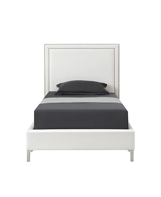 Inspired Home Samuele Leather Pu Platform Bed Twin Size, White