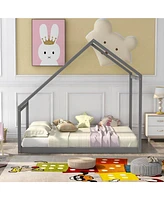 Slickblue Full Size Wooden House Bed – Stylish and Playful Design