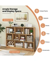 Costway -Cube Bookcase 41" Wooden Toy Storage Organizer for Kids Bookshelf