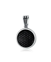 Bling Jewelry Retro Hemp Fimble Pot Cannabis Marijuana Leaf Medallion Round Pendant Necklace Oxidized Sterling Silver With Chain