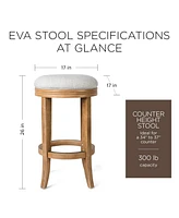 Maven Lane Eva Counter Stool in Weathered Oak Finish w/ Sand Color Fabric Upholstery