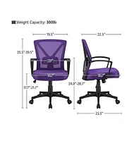 Yaheetech Mesh Office Chair Mid Back Desk Chair Adjustable Swivel Chair