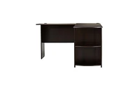 Slickblue L-Shaped Wood Right-angle Computer Desk with Two-layer Bookshelves Dark Brown