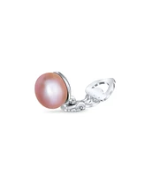 Bling Jewelry Button Style Freshwater Cultured Pearl Clip On Ball Stud Earrings For Women Sterling Silver Non Pierced Ears