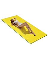 Costway 3-Layer Tear-proof Water Mat Floating Pad Island Sports Relaxing Yellow