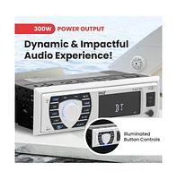 Pyle Marine Bluetooth Stereo Receiver & 4 Waterproof Speakers, Hands-Free Calling, Usb/Sd Readers, Am/Fm Radio