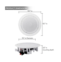 Pyle 8.0'' Bluetooth Ceiling/Wall Speakers, 2-Way Flush Mount, 250 Watt, Home Speaker Pair