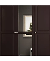 Famapy Brown Paint Big Wardrobe Armoires With Mirror,Drawers,Shelves