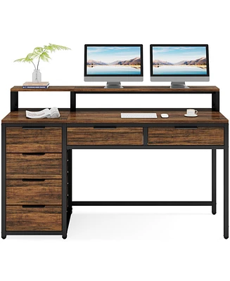 Tribesigns Computer Desk with 6 Drawers, 55