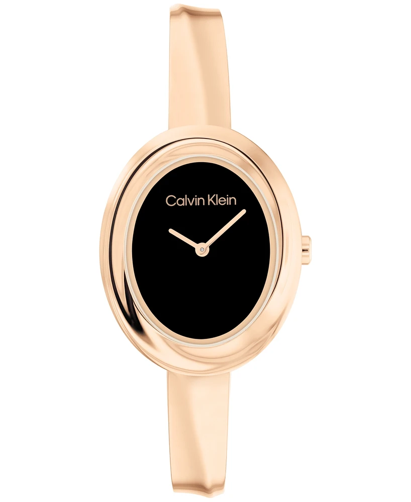 Calvin Klein Women Twisted Bezel Rose Gold-Tone Stainless Steel Bracelet Watch 24mm