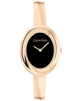 Calvin Klein Women Twisted Bezel Rose Gold-Tone Stainless Steel Bracelet Watch 24mm