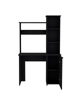 Muncy Computer Desk with Ample Work Surface, Hutch Storage and Single Door Cabinet 3-Tier Shelves