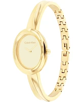 Calvin Klein Women Twisted Bezel Gold-tone Stainless Steel Bracelet Watch 24mm