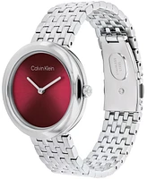 Calvin Klein Women Twisted Bezel Silver Stainless Steel Bracelet Watch 34mm