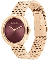 Calvin Klein Women Twisted Bezel Rose Gold-Tone Stainless Steel Bracelet Watch 34mm