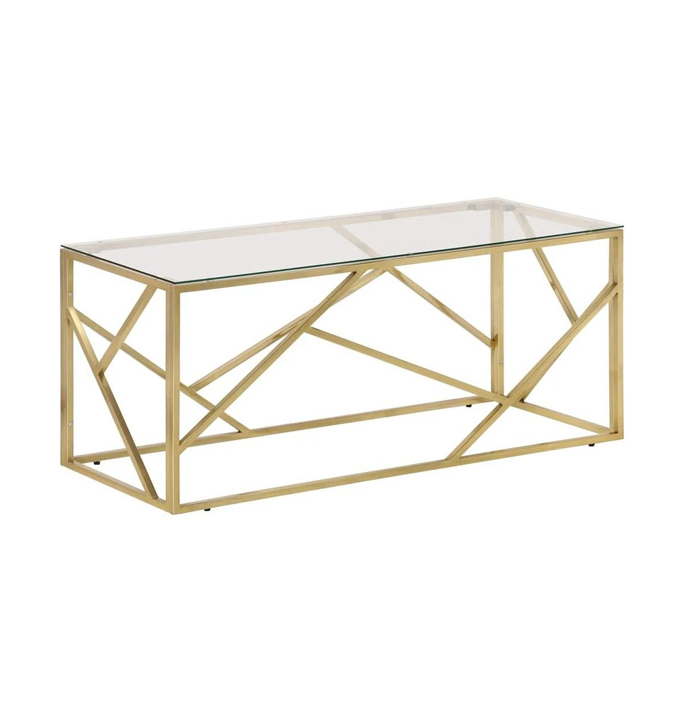 vidaXL Coffee Table Gold Stainless Steel and Tempered Glass