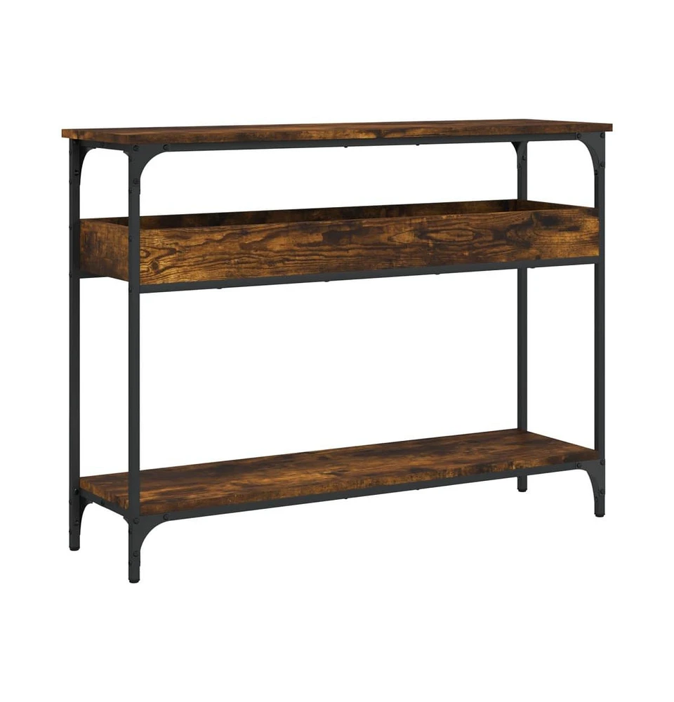 vidaXL Console Table with Shelf Smoked Oak 39.4"x11.4"x29.5" Engineered Wood