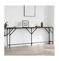 vidaXL Console Table Smoked Oak 78.7"x11.4"x29.5" Engineered Wood