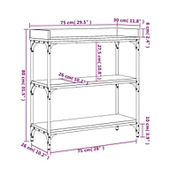 vidaXL Console Table with Shelves Smoked Oak 29.5"x11.8"x31.5"