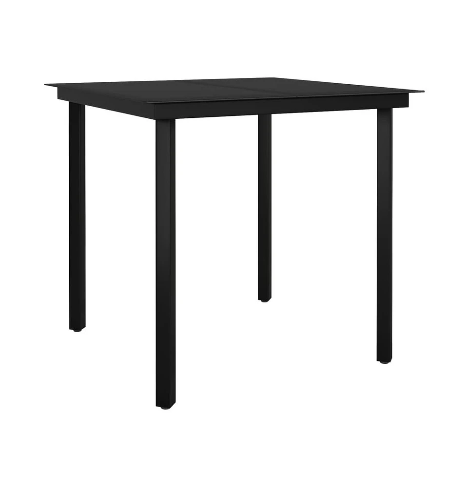 vidaXL Patio Dining Table Black 31.5"x31.5"x29.1" Steel and Glass