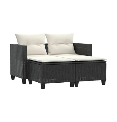 vidaXL Patio Sofa 2-Seater with Stools Poly Rattan