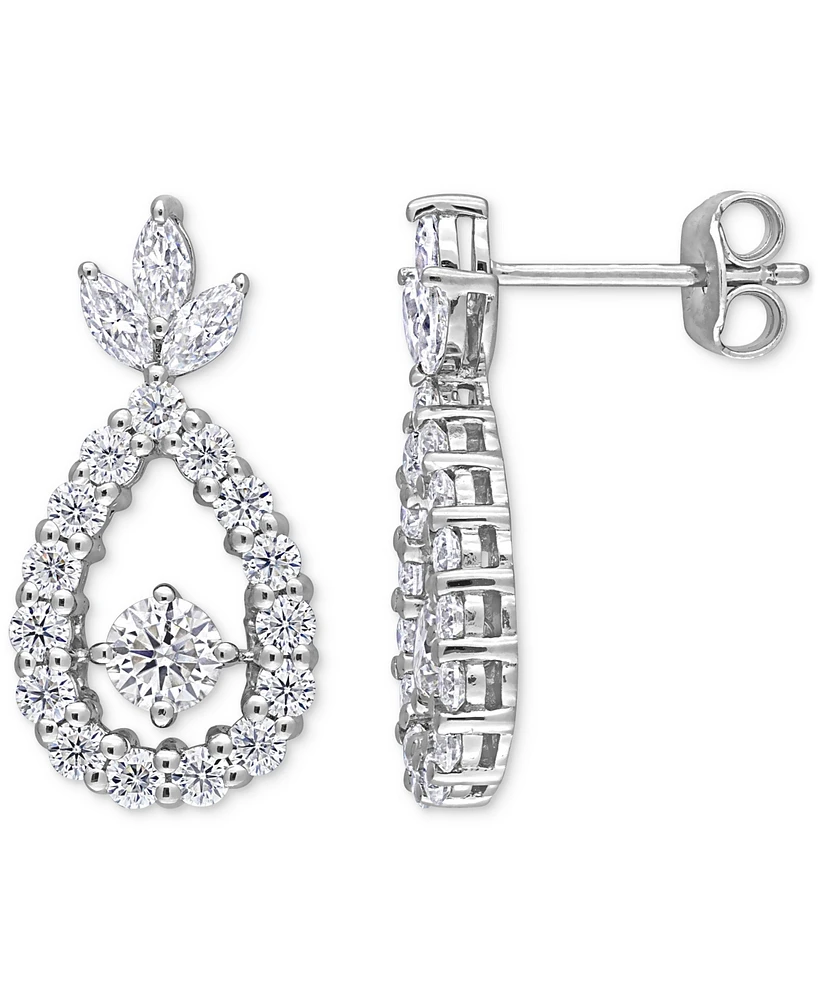 Moissanite Marquise & Round Teardrop Drop Earrings (2 ct. t.w.) in Sterling Silver