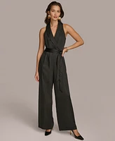 Donna Karan New York Women's Shawl-Collar Tie-Waist Jumpsuit