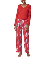 Hue Women's Winter Cocktails Mid-Rise Pajama Pants