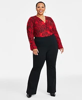 I.n.c. International Concepts Plus High-Rise Flare-Leg Pants, Exclusively at Macy's