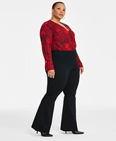 I.n.c. International Concepts Plus High-Rise Flare-Leg Pants, Exclusively at Macy's