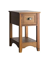 Gymax Contemporary Chair Side End Table Compact Table w/ Drawer Nightstand Tawny