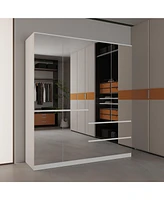 Famapy White High Gloss Mirrored Doors Big Wardrobe Combo Armoires