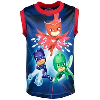 Pj Masks Boys T-Shirt Tank Top and French Terry Shorts 3 Piece Outfit Set
