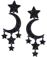 Ajoa by Nadri Ruthenium-Plated Jet Crystal Moon & Stars Drop Earrings