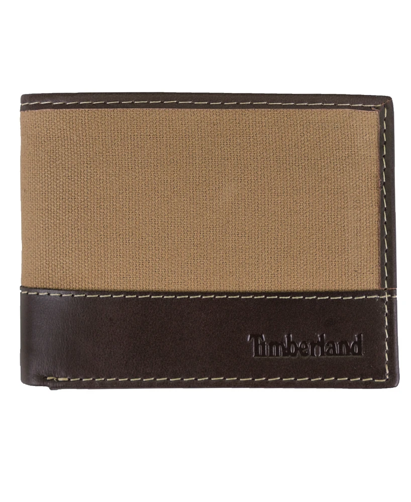 Timberland Men's Canvas Billfold Leather Wallet