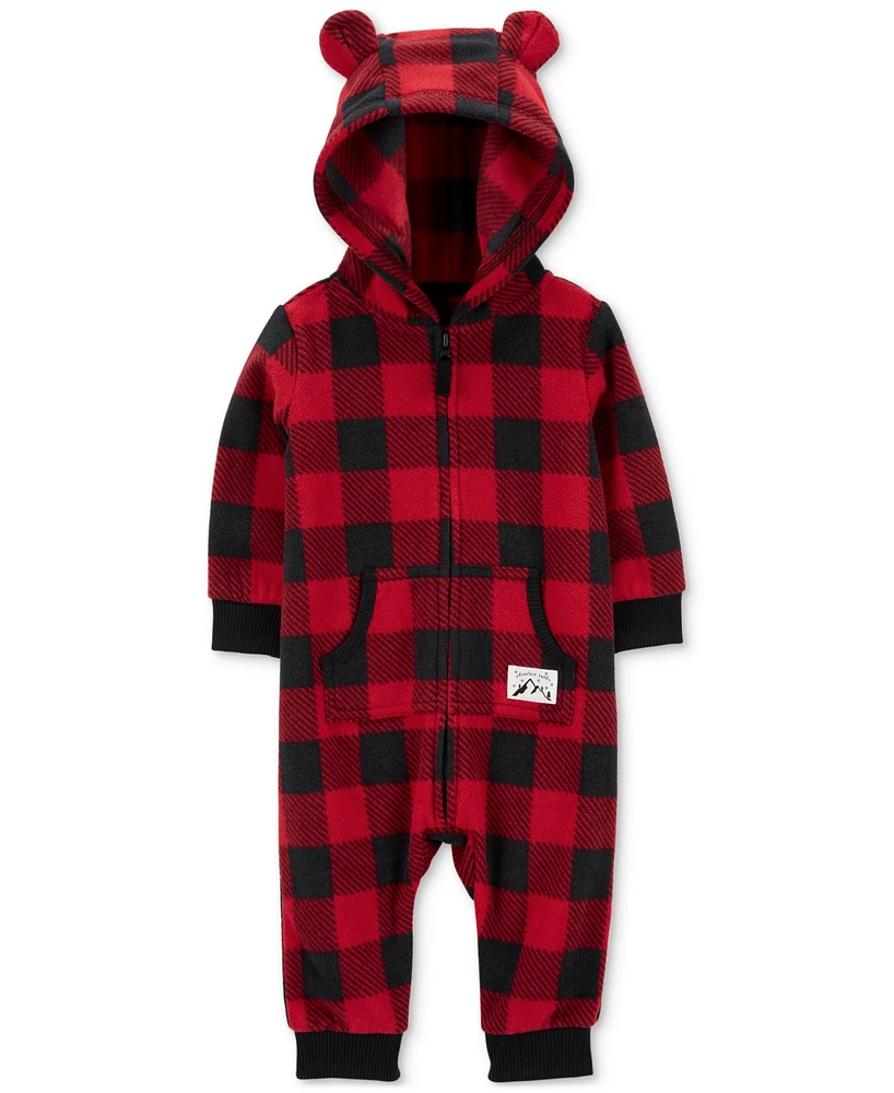 Carter's Baby Boys 1-Piece Buffalo Check Fleece Jumpsuit